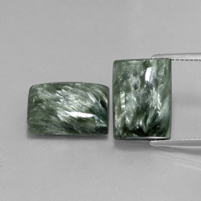 14.02 ct Green Seraphinite Gemstone, Seraphinite Gem in Baguette Cabochon Shape for Sale.