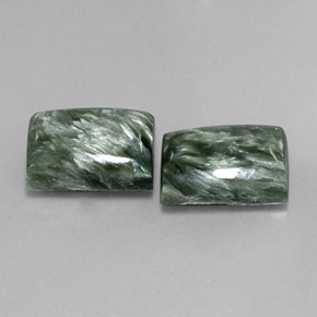 14.02 ct Green Seraphinite Stone, Natural Seraphinite in Baguette Cabochon Shape for Sale