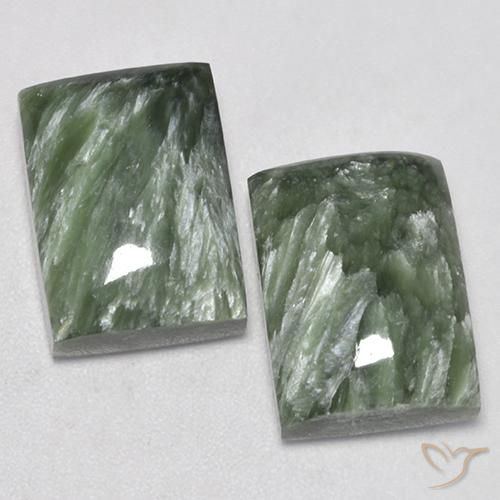 15.16 ctw Green Seraphinite Stones, Natural Seraphinite in Baguette Cabochon Shape for Sale