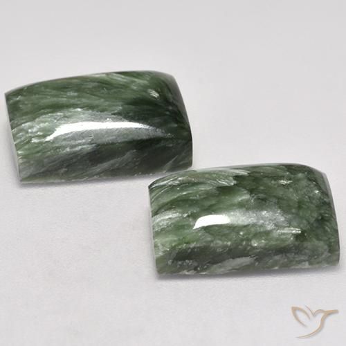 Seraphinite Gemstones in 14 x 10 mm (calibrated) Size for Sale, Seraphinite Stones in Earthy Green Color