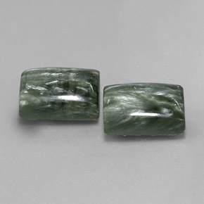 15.39 ct Green Seraphinite Stone, Natural Seraphinite in Baguette Cabochon Shape for Sale