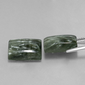 Seraphinite Gemstone in 14 x 9.7 mm Size for Sale, Seraphinite Stone in Green Color