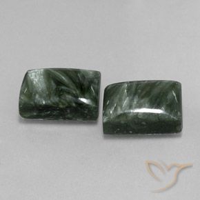 16.43 ctw Green Seraphinite Stones, Natural Seraphinite in Baguette Cabochon Shape for Sale