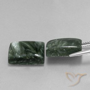 Seraphinite Gemstones in 14 x 10 mm (calibrated) Size for Sale, Seraphinite Stones in Forest Green Color