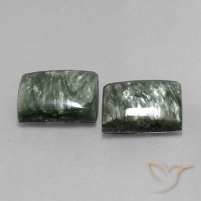 15.12 ctw Green Seraphinite Stones, Natural Seraphinite in Baguette Cabochon Shape for Sale