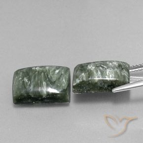 Seraphinite Gemstones in 14 x 10 mm (calibrated) Size for Sale, Seraphinite Stones in Green Color