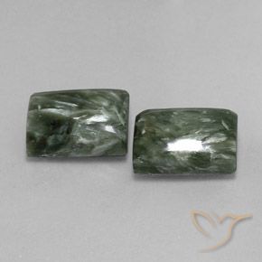 14.60 ctw Green Seraphinite Stones, Natural Seraphinite in Baguette Cabochon Shape for Sale