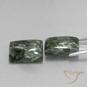 Seraphinite Gemstones in 14 x 10 mm (calibrated) Size for Sale, Seraphinite Stones in Green Color
