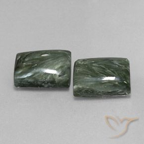 16.22 ctw Green Seraphinite Stones, Natural Seraphinite in Baguette Cabochon Shape for Sale