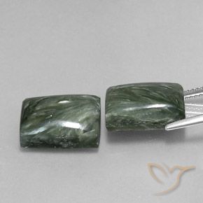 Seraphinite Gemstones in 14 x 10 mm (calibrated) Size for Sale, Seraphinite Stones in Earthy Green Color