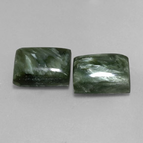 18.03 ct Green Seraphinite Stone, Natural Seraphinite in Baguette Cabochon Shape for Sale