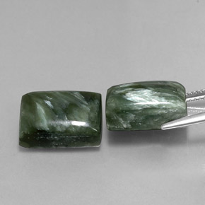 Seraphinite Gemstone in 14 x 10 mm Size for Sale, Seraphinite Stone in Green Color