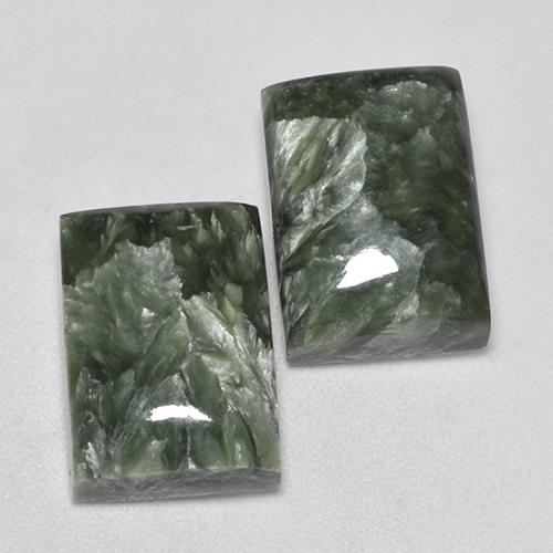 15.38 ctw Green Seraphinite Stones, Natural Seraphinite in Baguette Cabochon Shape for Sale