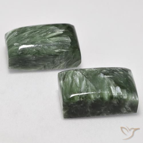 Seraphinite Gemstones in 14 x 10 mm (calibrated) Size for Sale, Seraphinite Stones in Medium Green Color