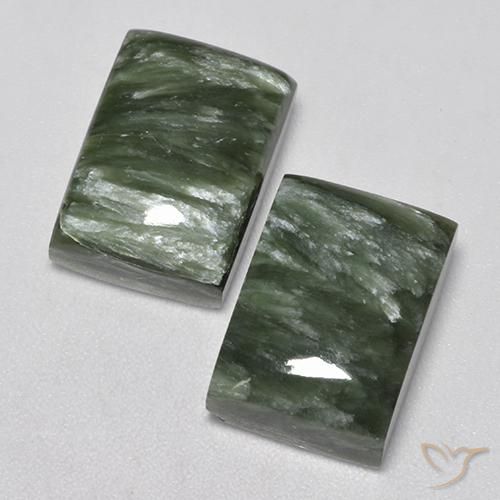 16.83 ctw Green Seraphinite Stones, Natural Seraphinite in Baguette Cabochon Shape for Sale