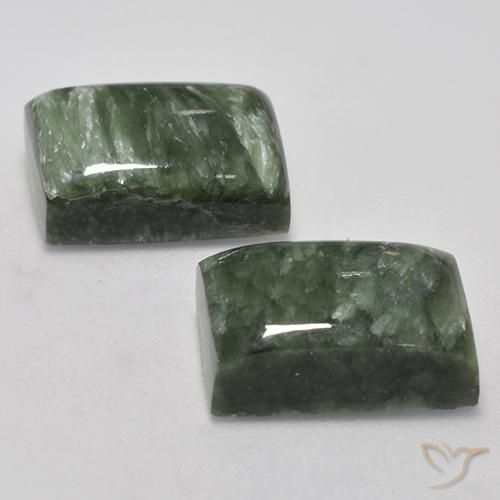 Seraphinite Gemstones in 14 x 10 mm (calibrated) Size for Sale, Seraphinite Stones in Medium Green Color