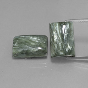 15.74 ct Green Seraphinite Gemstone, Seraphinite Gem in Baguette Cabochon Shape for Sale.