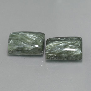 15.74 ct Green Seraphinite Stone, Natural Seraphinite in Baguette Cabochon Shape for Sale