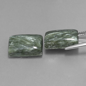Seraphinite Gemstone in 14.1 x 9.8 mm Size for Sale, Seraphinite Stone in Green Color