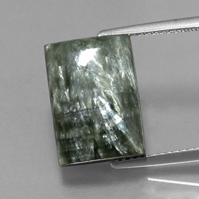 9.33 ct Green Seraphinite Gemstone, Seraphinite Gem in Baguette Cabochon Shape for Sale.
