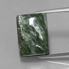 6.90 ct Green Seraphinite Gemstone, Seraphinite Gem in Baguette Cabochon Shape for Sale.