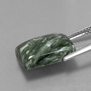 Seraphinite Gemstone in 13.7 x 10 mm Size for Sale, Seraphinite Stone in Green Color