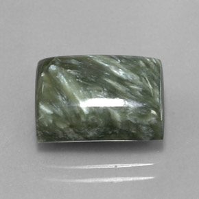 7.85 ct Green Seraphinite Stone, Natural Seraphinite in Baguette Cabochon Shape for Sale