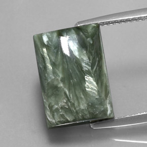 9.28 ct Green Seraphinite Gemstone, Seraphinite Gem in Baguette Cabochon Shape for Sale.
