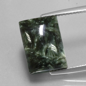 9.10 ct Green Seraphinite Gemstone, Seraphinite Gem in Baguette Cabochon Shape for Sale.