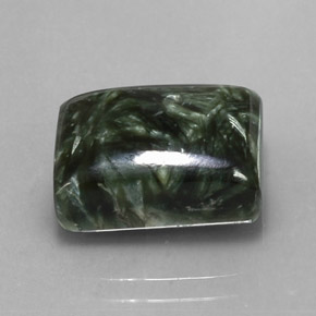 9.10 ct Green Seraphinite Stone, Natural Seraphinite in Baguette Cabochon Shape for Sale