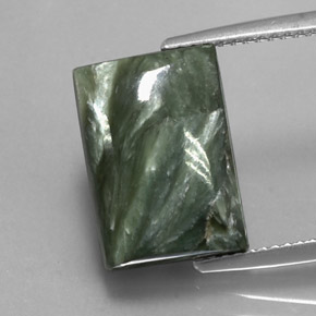 8.45 ct Green Seraphinite Gemstone, Seraphinite Gem in Baguette Cabochon Shape for Sale.