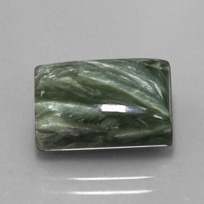 8.45 ct Green Seraphinite Stone, Natural Seraphinite in Baguette Cabochon Shape for Sale