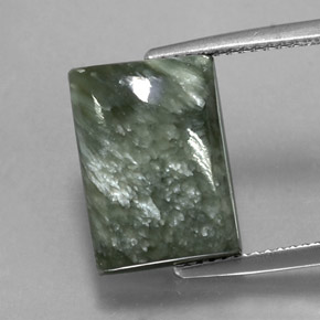 9.43 ct Green Seraphinite Gemstone, Seraphinite Gem in Baguette Cabochon Shape for Sale.