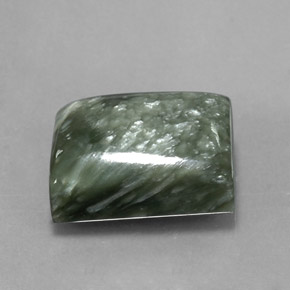 9.43 ct Green Seraphinite Stone, Natural Seraphinite in Baguette Cabochon Shape for Sale