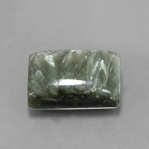 7.63 ct Green Seraphinite Stone, Natural Seraphinite in Baguette Cabochon Shape for Sale