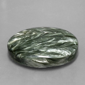 24.96 ct Green Seraphinite Stone, Natural Seraphinite in Oval Cabochon Shape for Sale