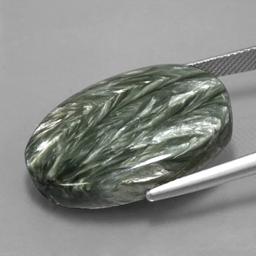 Seraphinite Gemstone in 26.1 x 18.6 mm Size for Sale, Seraphinite Stone in Green Color