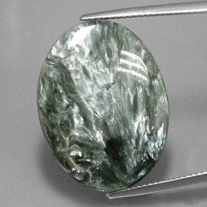 21.31 ct Green Seraphinite Gemstone, Seraphinite Gem in Oval Cabochon Shape for Sale.