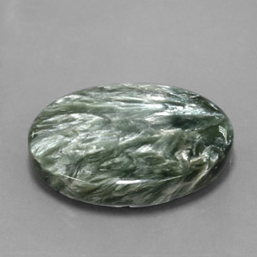 21.31 ct Green Seraphinite Stone, Natural Seraphinite in Oval Cabochon Shape for Sale