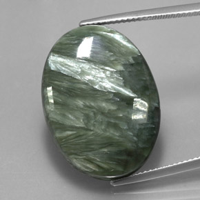 20.25 ct Green Seraphinite Gemstone, Seraphinite Gem in Oval Cabochon Shape for Sale.