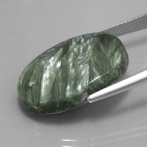 Seraphinite Gemstone in 25.1 x 18.4 mm Size for Sale, Seraphinite Stone in Green Color