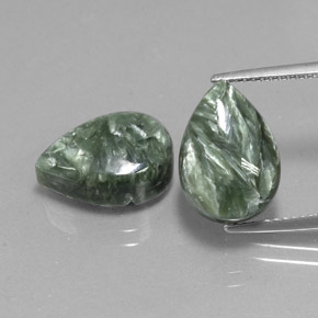 11.17 ctw Green Seraphinite Gemstones, Seraphinite Gems in Pear Cabochon Shape for Sale.