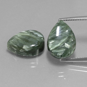 11.51 ct Green Seraphinite Gemstone, Seraphinite Gem in Pear Cabochon Shape for Sale.