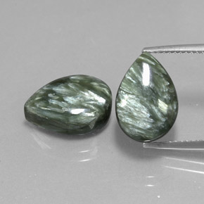11.50 ct Green Seraphinite Gemstone, Seraphinite Gem in Pear Cabochon Shape for Sale.