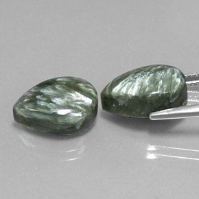Seraphinite Gemstone in 13.8 x 9.5 mm Size for Sale, Seraphinite Stone in Green Color
