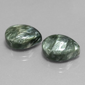 12.60 ct Green Seraphinite Stone, Natural Seraphinite in Pear Cabochon Shape for Sale