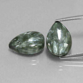 9.99 ct Green Seraphinite Gemstone, Seraphinite Gem in Pear Cabochon Shape for Sale.