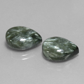 9.99 ct Green Seraphinite Stone, Natural Seraphinite in Pear Cabochon Shape for Sale