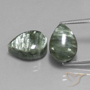 12.42 ct Pear Seraphinite, 13.8 x 9.8 mm From Russia, Photo A