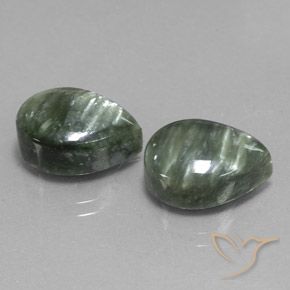 12.42 ctw Green Seraphinite Stones, Natural Seraphinite in Pear Cabochon Shape for Sale